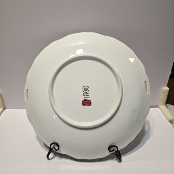 Vintage Lefton Green Heritage Hand Painted Handled Plate #05858 From 1987 Japan - Picture 5 of 7